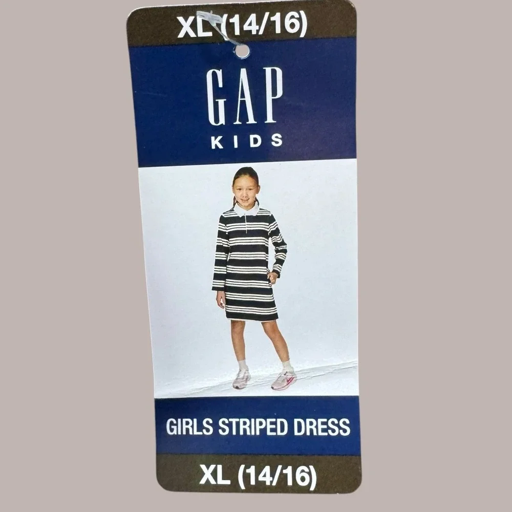 NWT Girl's size XL - 14/16 Striped dress Old Navy, blue and off‎ white